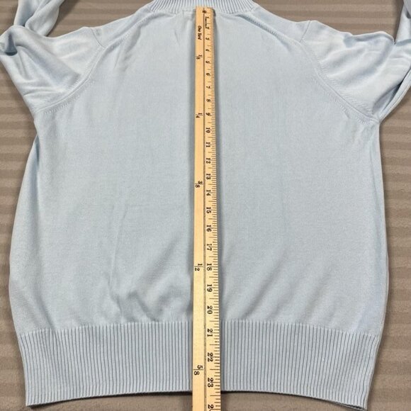 Zara Sweater Mens Medium Blue Full Zip Mock Neck Knit Cotton Lightweight Casual - Picture 6 of 7